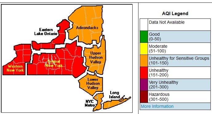 Air quality alert issued in all New York regions